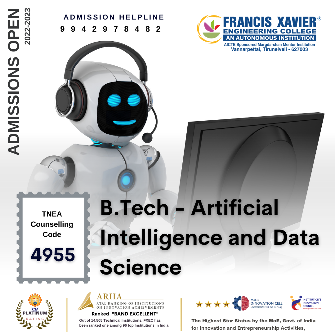 Admission for B.Tech artificial intelligence and data science - Francis Xavier Engineering College,